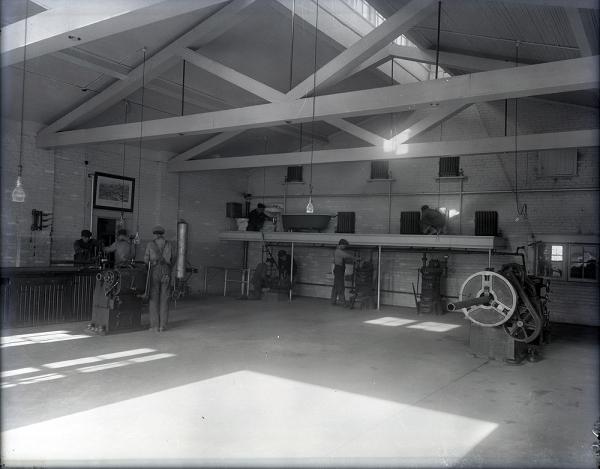 Students Working in the Plumbing and Heating Training Shop, c. 1910