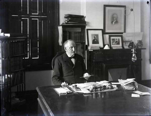 Richard Henry Pratt Seated at His Desk, c. 1900