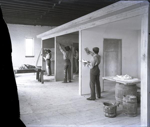 Students Practicing Plastering, c. 1898