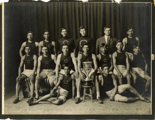 Track Team with Trophy, 1909