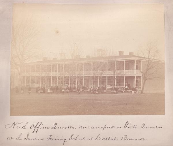 Students in front of Girls' Quarters, c. 1880