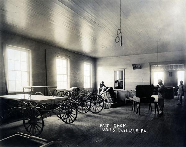 Students Painting Carriages in the Paint Shop, c.1909
