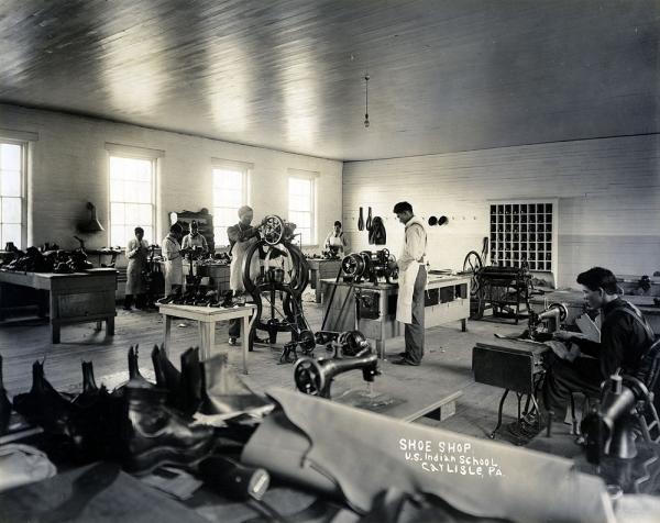 Students Working in the Shoe Shop [view 2], c.1909