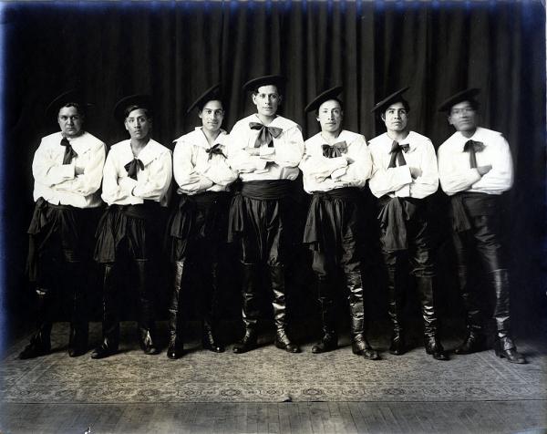 Male students as the "Sailors' Chorus" in "The Captain of Plymouth", 1909