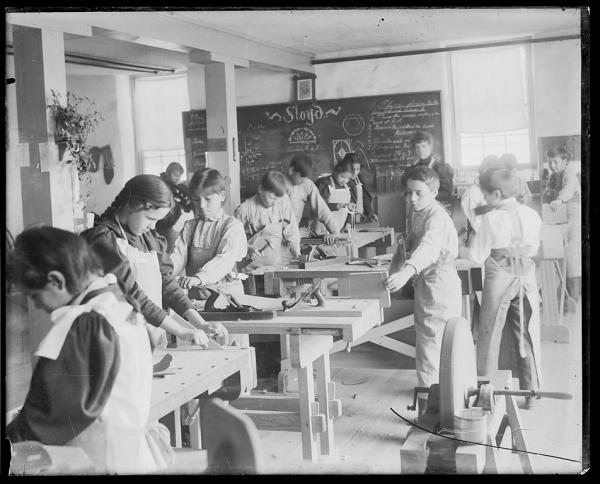 Students working in a Sloyd class [version 1], c.1896