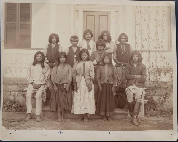 Group of Chiricahua Apaches upon arrival in Carlisle [version 2], 1886