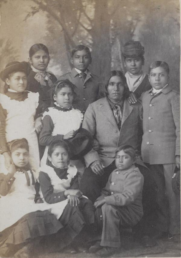 Jose Paisano with Nine Pueblo Students [version 2], c.1883