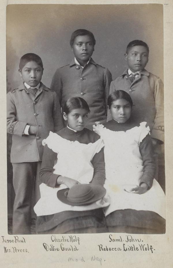 Five Nez Perce students [version 2], c.1883