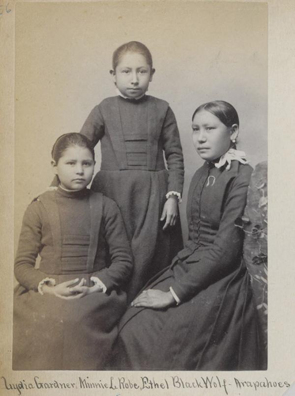 Lydia Gardner, Nannie Little Robe, and Ethel Black Wolf [version 2], c.1890
