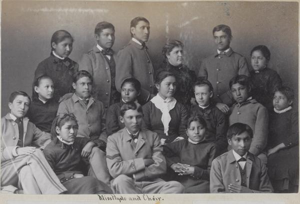 Teacher Mary Hyde and Indian School choir [version 2], 1884