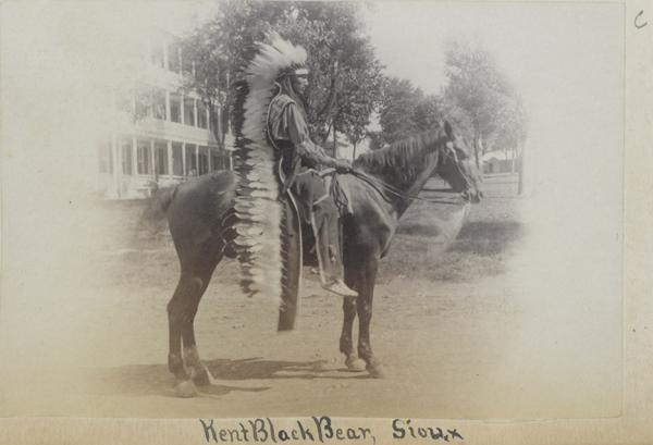 Kent Black Bear on a horse, c.1883