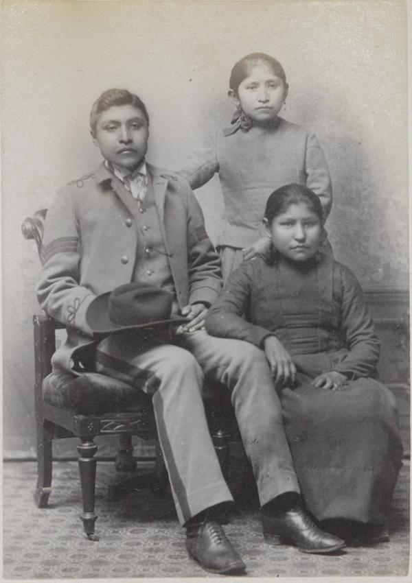 Jason Betzinez, Effie Zaienah, and Maggie Iahanetha [version 2], c.1888