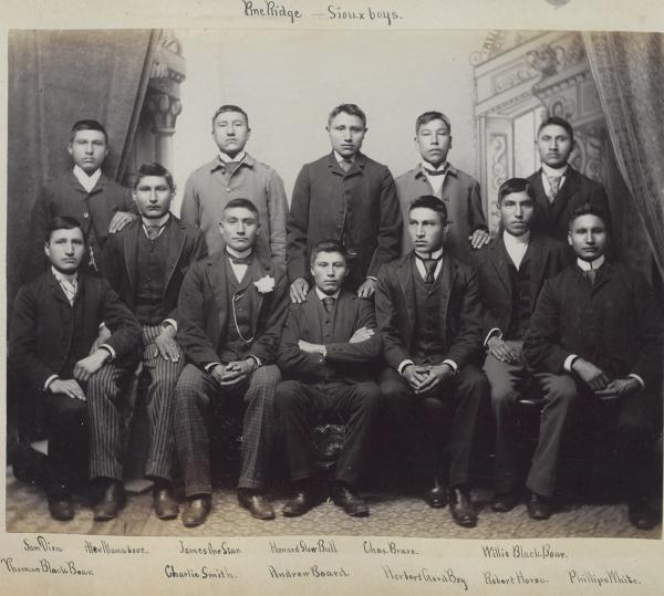 Twelve male Sioux students [version 2], c.1890