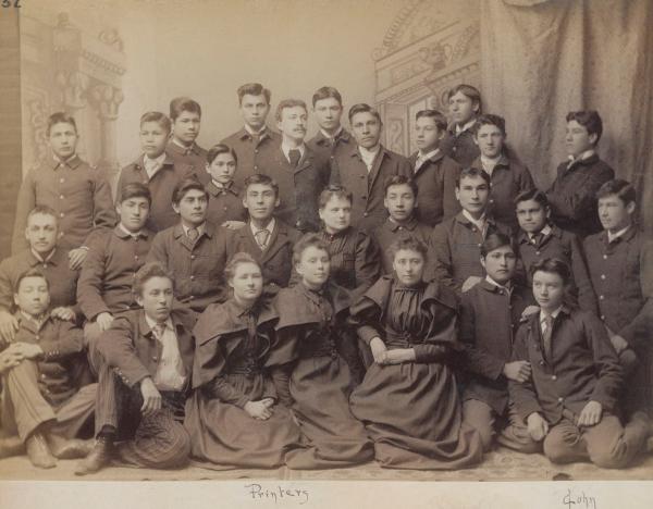 Group of male and female student printers [version 2], c.1894