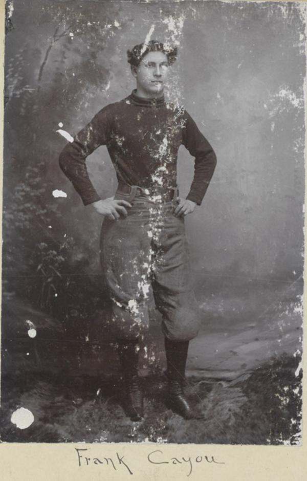 Frank Cayou wearing football uniform, c.1897