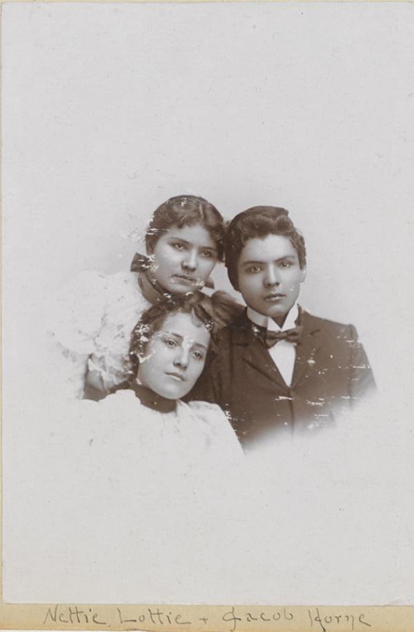 Nettie Horne, Lottie Horne, and Jacob Horne, c.1897