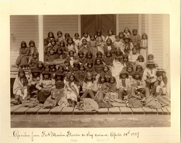 Chiricahua Apache prisoners of war as they arrived at Carlisle [version 2], 1887