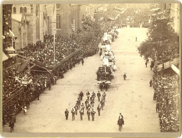 Band Leading Students in Philadelphia Parade, 1887 