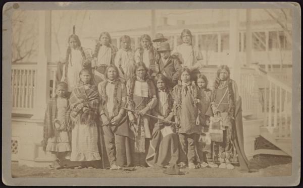 Northern Arapaho and Shoshone students upon arrival [version 2], 1881