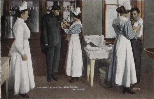 Vaccinations at the Carlisle Indian School Dispensary, c.1905