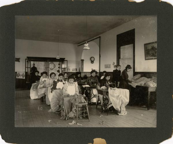 Students in Sewing Room, 1901