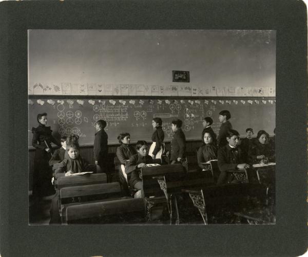Students Learning Fractions in Classroom, 1901