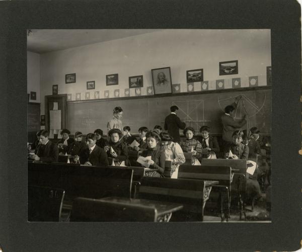 Students in Classroom Learning Geometry, 1901