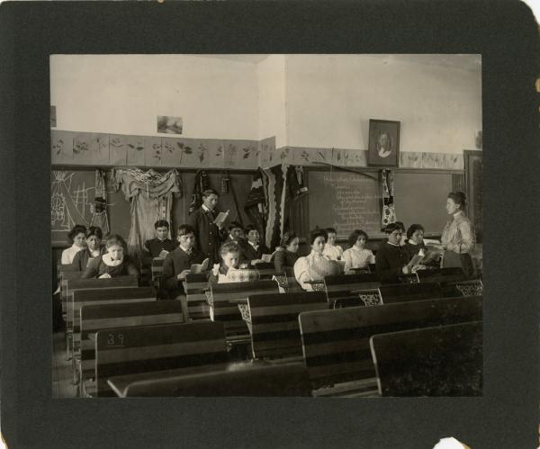 Students in a Classroom Studying Native American Culture [version 1], 1901