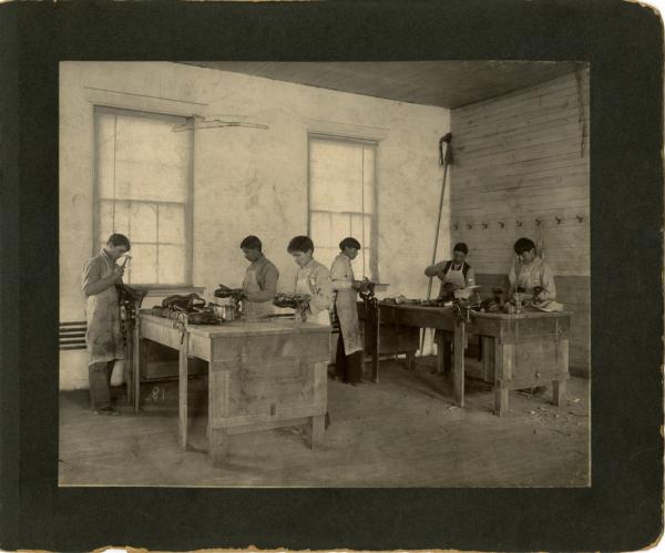 Students Repairing Shoes, 1901