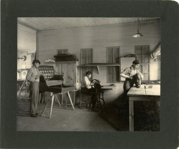 Students Working on Upholstery for Carriages, 1901
