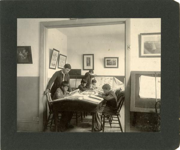 Male Students in Small Boys' Reading Room, 1901