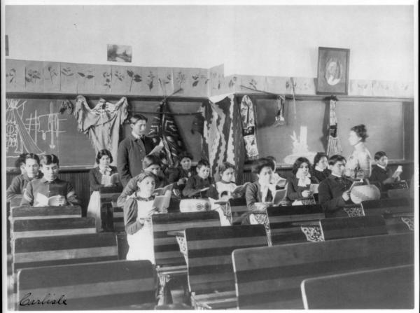Students in a Classroom Studying Native American Culture [version 2], 1901