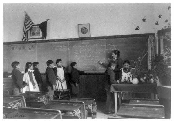 Students and Teacher In Normal Classroom with Botanical Specimens, 1901