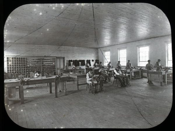 Students Working in the Shoe Shop, c. 1900