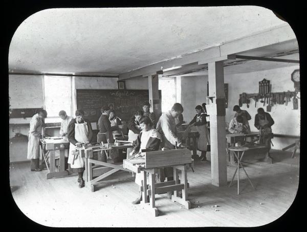 Male and Female Students in a Sloyd Classroom, c. 1900