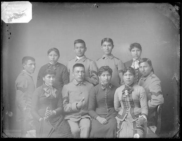 Ten Pawnee students, c. 1891