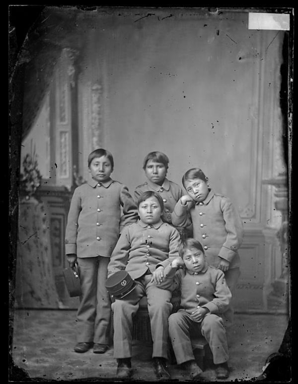 Five young male Sioux students [version 1], c.1880