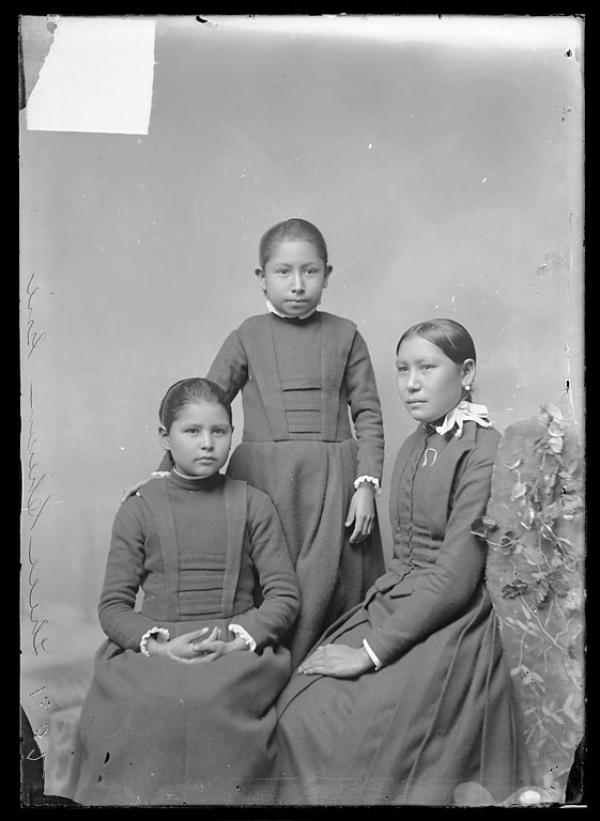 Lydia Gardner, Nannie Little Robe, and Ethel Black Wolf [version 1], c.1890