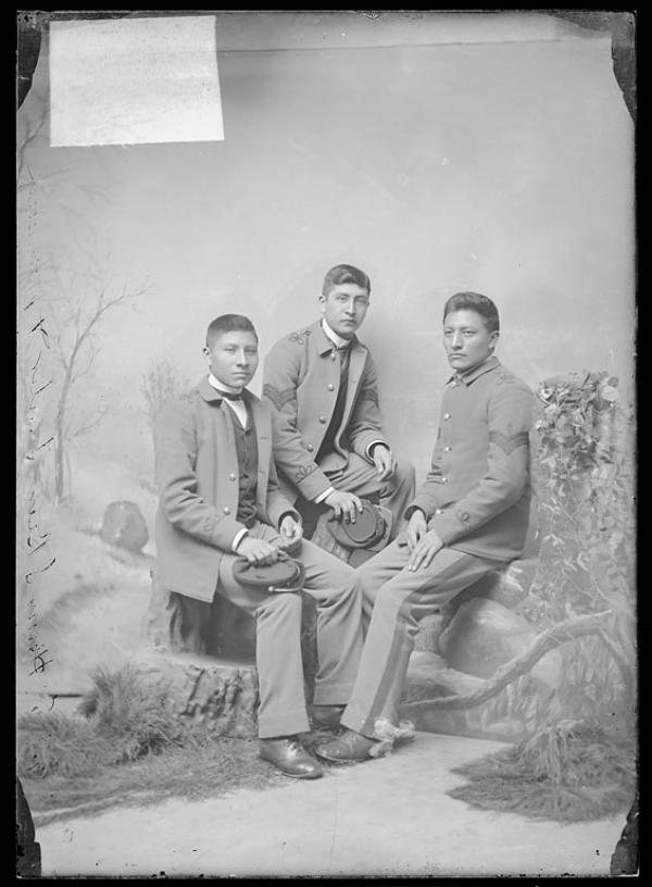 Wounded Yellow Robe, Henry Standing Bear, and Chauncey Yellow Robe, c.1888