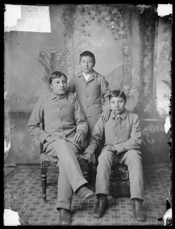 Wounded Yellow Robe, Chauncey Yellow Robe, and Henry Standing Bear [version 1], 1884
