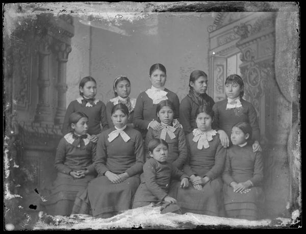 Eleven female Omaha students [version 1], c.1882