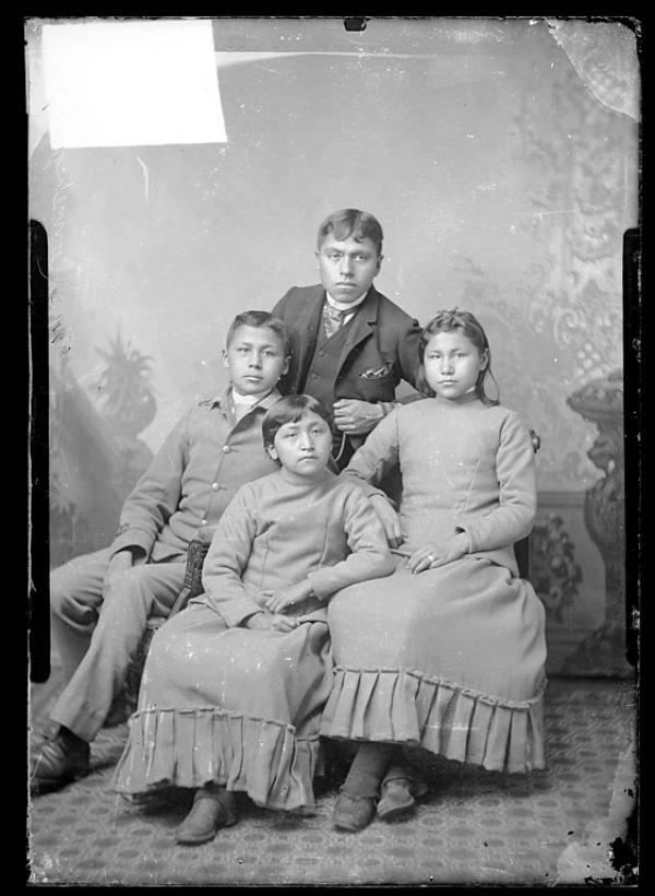 Four Winnebago students, c.1885