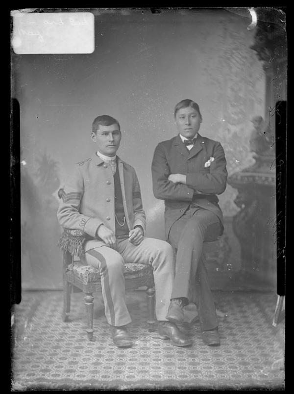 Theodore North and an unidentified male student, c.1885
