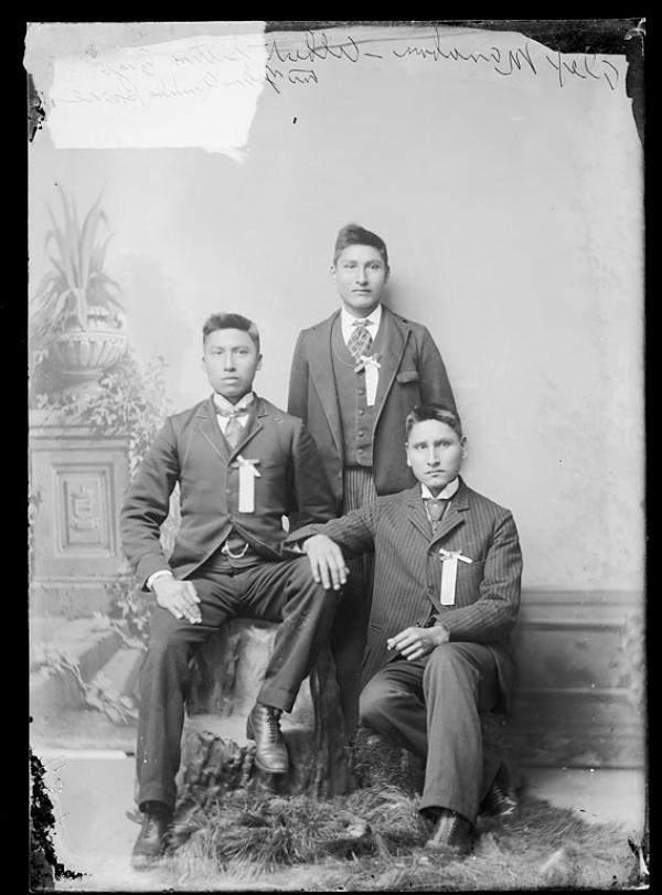 Alexander Manabove, Albert Sitting Eagle, and John Runninghorse [version 1], c.1892