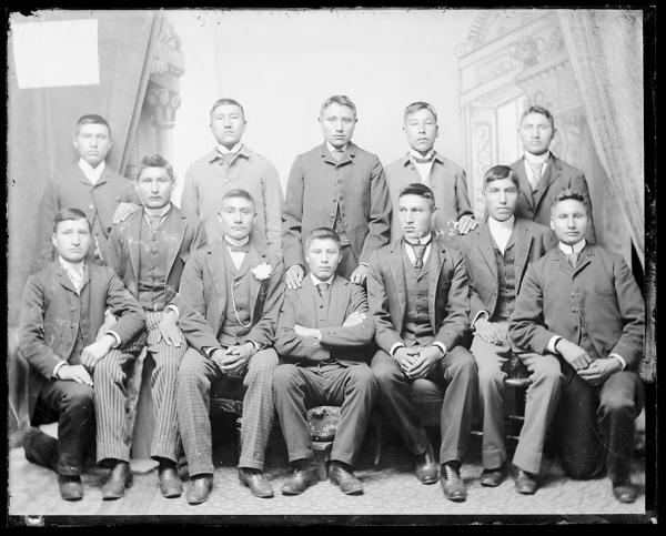 Twelve male Sioux students [version 1], c.1890