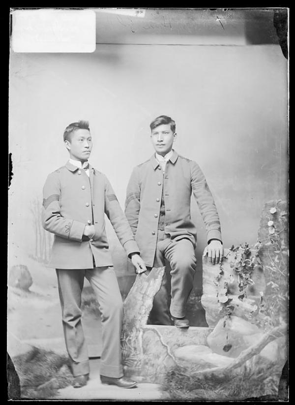 Fred Big Horse and Clarence White Thunder [version 1], c.1884