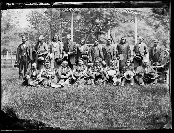 Group of visiting chiefs with Richard Henry Pratt, c.1881