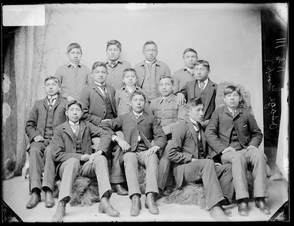 Thirteen male Osage students [version 1], 1891