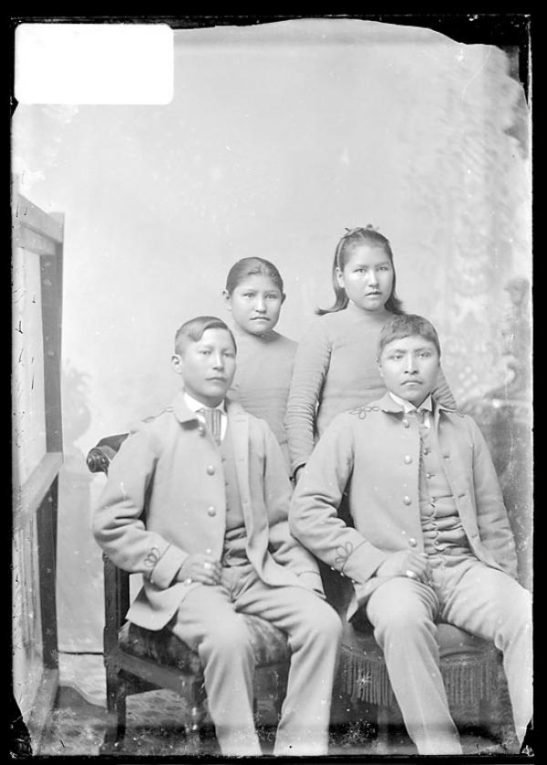 Jason Betzinez, Caleb Kechjolay, Beatrice Morton, and Maggie Iahanetha, c.1888