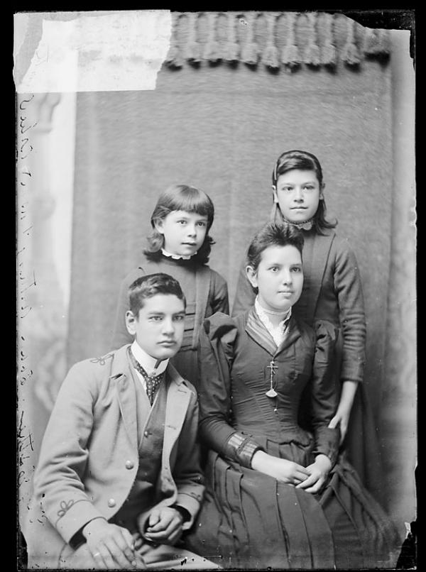 Esther Johnson, Eva Johnson, Arthur Johnson, and Artie Smith, c.1889